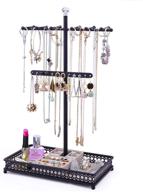 💍 3-in-1 necklace bracelet earrings ring tray jewelry stand organizer hanger metal - black, by meangood logo