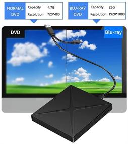 img 1 attached to 📀 Portable External Blu-ray Drive and Burner with USB3.0 and Type-C Port - Compatible with DVD CD Drive - Suitable for Windows XP/7/8/10 MacOS, MacBook PC - High-Speed, Silent 3D Blu-ray Burner