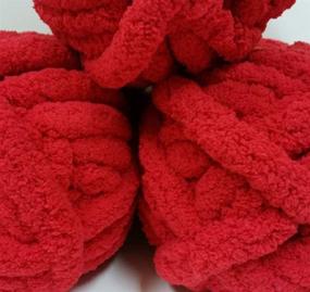 img 2 attached to 🧶 Super Soft Chunky Knit Chenille Yarn - Jumbo Giant DIY for Knitted Blanket, Cloth, Hat, and Home Decor - Red 0.55 lbs