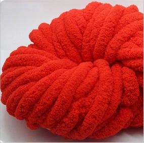 img 3 attached to 🧶 Super Soft Chunky Knit Chenille Yarn - Jumbo Giant DIY for Knitted Blanket, Cloth, Hat, and Home Decor - Red 0.55 lbs