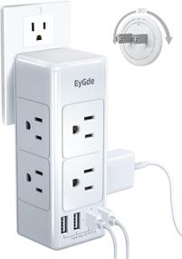 img 4 attached to 🔌 White Power Strip with Rotating Plug - EyGde Multi Outlet Extender, 6 Socket Splitter and 4 USB Ports, Surge Protector (1700J) - Ideal for Travel and Office Use