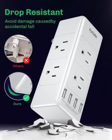 img 1 attached to 🔌 White Power Strip with Rotating Plug - EyGde Multi Outlet Extender, 6 Socket Splitter and 4 USB Ports, Surge Protector (1700J) - Ideal for Travel and Office Use