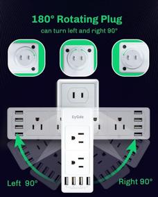 img 3 attached to 🔌 White Power Strip with Rotating Plug - EyGde Multi Outlet Extender, 6 Socket Splitter and 4 USB Ports, Surge Protector (1700J) - Ideal for Travel and Office Use