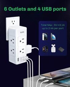 img 2 attached to 🔌 White Power Strip with Rotating Plug - EyGde Multi Outlet Extender, 6 Socket Splitter and 4 USB Ports, Surge Protector (1700J) - Ideal for Travel and Office Use