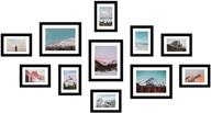 🖼️ crafted elegance: 11 pack wooden picture frames set for gallery wall décor - 5x7 and 8x10 frames with hanging template, real wood collage frames with photo mats, black logo