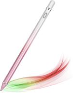 fine point active stylus digital pen for touch screens | compatible with iphone, ipad, and tablets | handwriting and drawing | white + pink logo
