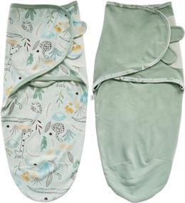 img 4 attached to 👶 Zigjoy Swaddle Blanket Baby Adjustable 2 Pack | Удобное хлопковое спальное одеяло для новорожденных | Безопасное и мягкое одеяло-пеленка для младенцев | Мальчик Девочка 0-3 месяца | Зеленый