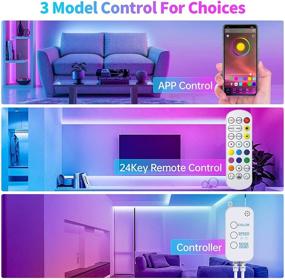 img 1 attached to 🌈 10ft Waterproof RGB LED Strip Lights Kit with APP and Remote Control - Under Cabinet LED Lighting for Kitchen, Cupboard, Shelf, TV Back, Showcase - Dimmer, Timing, Flexible Color 5050 LED Night Light Bar