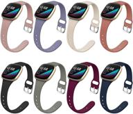 8-pack surundo thin slim wristband straps for fitbit 💪 versa 3/sense - replacement sport narrow bands for women/men, small size logo