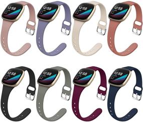 img 4 attached to 8-Pack Surundo Thin Slim Wristband Straps for Fitbit 💪 Versa 3/Sense - Replacement Sport Narrow Bands for Women/Men, Small Size