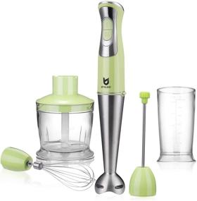 img 4 attached to 🥄 Utalent Immersion Hand Blender - 5-in-1, 8-Speed Stick Blender with 500ml Food Grinder, BPA-Free, 600ml Container, Milk Frother, Egg Whisk - Ideal for Puree Infant Food, Smoothies, Sauces, Soups - Green