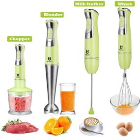 img 2 attached to 🥄 Utalent Immersion Hand Blender - 5-in-1, 8-Speed Stick Blender with 500ml Food Grinder, BPA-Free, 600ml Container, Milk Frother, Egg Whisk - Ideal for Puree Infant Food, Smoothies, Sauces, Soups - Green