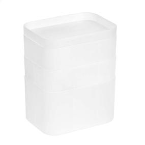 img 4 attached to 🗄️ Efficient Desk Drawer Organization: Amazon Basics Stackable Set, Frosted - 4 Pack