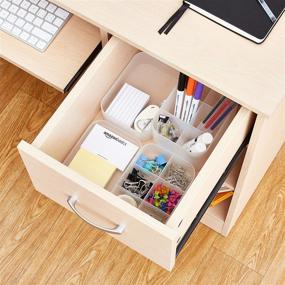 img 1 attached to 🗄️ Efficient Desk Drawer Organization: Amazon Basics Stackable Set, Frosted - 4 Pack