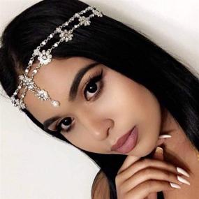 img 1 attached to 💍 Exquisite Aceorna Wedding Headbands Chain: Sparkling Crystal Pearls & Floral Hair Jewelry for Women and Girls