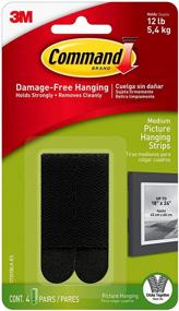 img 4 attached to 🖼️ Command Picture Hanging Strips, Medium, Black, 6-Pack - Securely Holds up to 12 lbs (24-Pairs Total)