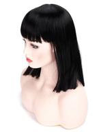 🎭 morvally short straight bob wig: natural looking heat resistant hair for cosplay costume (14 inches natural black) logo