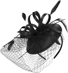 img 3 attached to 🎩 Фасцинатор-шляпа для чаепития с фатой | Головная повязка Pillbox Fascinators для Kentucky Derby для коктейля от BABEYOND