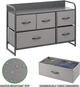 img 2 attached to 🗄️ Large Standing Furniture Organizer Cabinet with 5 Removable Fabric Drawers for Bedroom, Hallway, Office, and Closet - mDesign Horizontal Storage Dresser Unit in Matte Gray and Light Gray