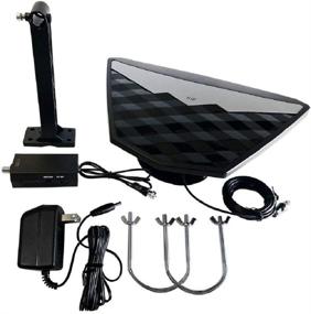 img 1 attached to Monoprice HD6 Indoor/Outdoor Active HDTV Antenna, 50-Mile Range, Black - High Definition Video Antenna (115953)