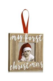 img 3 attached to Pearhead Baby's First Christmas Wooden Picture Frame Ornament: Capturing Cherished Memories with Rustic Charm