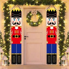 img 4 attached to 🎅 72” Life-Size Nutcracker Christmas Decorations - Outdoor Xmas Decor for Front Door, Porch, Garden and Indoor - Oxford Model Soldier Banners - Kids Party, Exterior Festive Displays