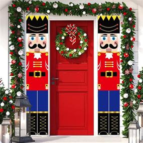 img 3 attached to 🎅 72” Life-Size Nutcracker Christmas Decorations - Outdoor Xmas Decor for Front Door, Porch, Garden and Indoor - Oxford Model Soldier Banners - Kids Party, Exterior Festive Displays