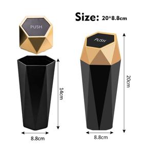 img 3 attached to Mini Car Trash Can with Lid: Stylish Diamond Design for Auto, Home & Office - 2pcs