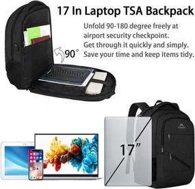 img 1 attached to 🎒 Большой рабочий рюкзак с USB-портом и отделением для ноутбука, пригодный для прохождения контроля ТСА - Рабочий рюкзак Matein для деловых поездок, водонепроницаемый студенческий рюкзак для мужчин и женщин, подходит для ноутбука 17 дюймов.