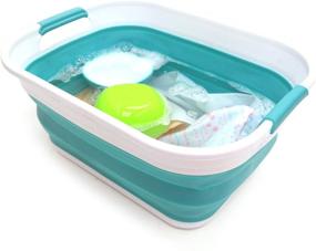 img 2 attached to 🔵 SAMMART 17.5L (4.6 Gallon) Collapsible Washing Tub - Portable, Foldable & Pop Up Design - Water Capacity 13.5L/3.5 Gallon - Bright Blue