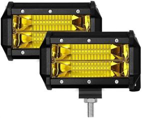 img 2 attached to 🚦 Yellow Light LED Light Bar - Set of 2, 5 inch, 72W, 3000K, 24 LED Fog Lights - Off-Road Amber Driving Light Strip for Trucks, ATV, SUV - LED Work Light for 10-30V DC