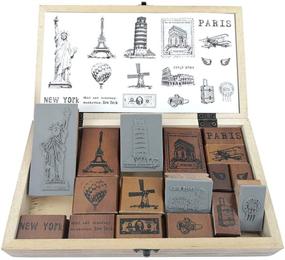 img 4 attached to 🌍 ALIMITOPIA Diary Stamp Set: Creative Wooden Rubber Signet for Children’s DIY Scrapbooking, Planner, and Card Making (17pcs, Inspired by Around The World)