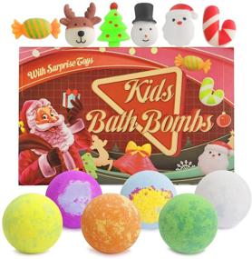 img 4 attached to Jumbo Bubble Bath Bombs - 6 Pack 7 Oz with Surprise Christmas Squishies Toys Inside | Handmade Natural Fizzies for Kids Party Favor, Mothers Day Gift, Christmas Holiday Gifts