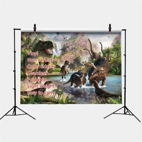 img 2 attached to 🦖 Dino Kingdom Art Studio Photography Backdrops - Jurassic Park Party Decoration Supplies - 7x5ft Vinyl Photo Background - Props for Photo Studio - xh010