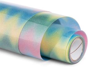 img 3 attached to 🌈 12 Inch x 5 Feet Rainbow Glitter HTV Vinyl Rolls for Cricut & Silhouette Cameo - Easy Cut & Weed Iron-On Vinyl with Vibrant Colors, Durable Heat Transfer Vinyl for DIY T-Shirts, Caps, Textiles (#1)