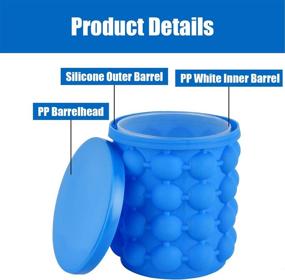 img 3 attached to 🧊 Silicone Ice Cube Tray and Bucket: 2-in-1 Portable Ice Cube Maker + Genie Mold for Frozen Whiskey, Cocktails, Beverages - BPA Free, with Lid (Blue)