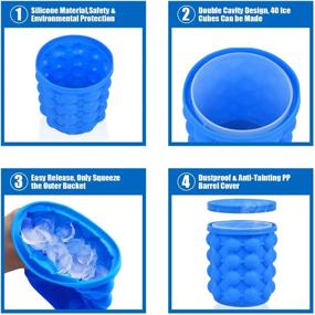 img 1 attached to 🧊 Silicone Ice Cube Tray and Bucket: 2-in-1 Portable Ice Cube Maker + Genie Mold for Frozen Whiskey, Cocktails, Beverages - BPA Free, with Lid (Blue)