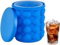 🧊 silicone ice cube tray and bucket: 2-in-1 portable ice cube maker + genie mold for frozen whiskey, cocktails, beverages - bpa free, with lid (blue) logo