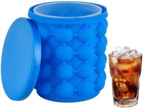 img 4 attached to 🧊 Silicone Ice Cube Tray and Bucket: 2-in-1 Portable Ice Cube Maker + Genie Mold for Frozen Whiskey, Cocktails, Beverages - BPA Free, with Lid (Blue)