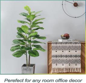 img 2 attached to 🌱 Leasen Artificial Plants: Realistic Fake Tree with 35 Leaves | Indoor/Outdoor Faux Plants, 40-Inch Tall Floor Plant with Plastic Pot