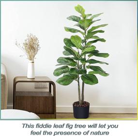 img 1 attached to 🌱 Leasen Artificial Plants: Realistic Fake Tree with 35 Leaves | Indoor/Outdoor Faux Plants, 40-Inch Tall Floor Plant with Plastic Pot