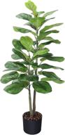 🌱 leasen artificial plants: realistic fake tree with 35 leaves | indoor/outdoor faux plants, 40-inch tall floor plant with plastic pot логотип