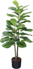 img 4 attached to 🌱 Leasen Artificial Plants: Realistic Fake Tree with 35 Leaves | Indoor/Outdoor Faux Plants, 40-Inch Tall Floor Plant with Plastic Pot