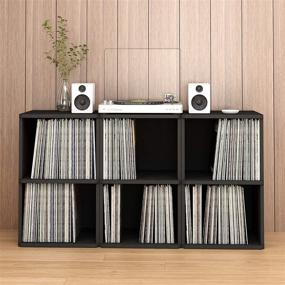 img 1 attached to Organize and Preserve Your Vinyl Collection with Way Basics Vintage Vinyl Record Cube - Black (Tool-Free Assembly, Fits 170 LP Albums)