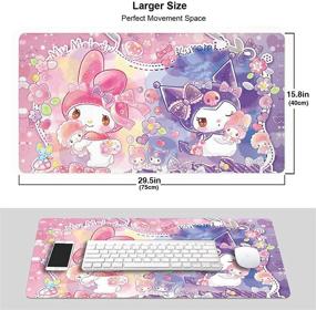 img 3 attached to Premium Kuromi and My Melody Textured Mouse Pad: Non-Slip Mat for Laptops, Computers, and PCs - 40cm X 75cm