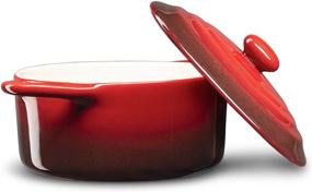 img 3 attached to 🍲 Kook 12oz Mini Cocotte Casserole Dish Set of 4 - Ceramic with Easy-Lift Lid, Crimson Red