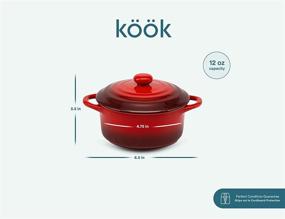 img 1 attached to 🍲 Kook 12oz Mini Cocotte Casserole Dish Set of 4 - Ceramic with Easy-Lift Lid, Crimson Red