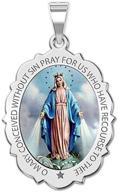 miraculous medal scalloped oval sterling logo