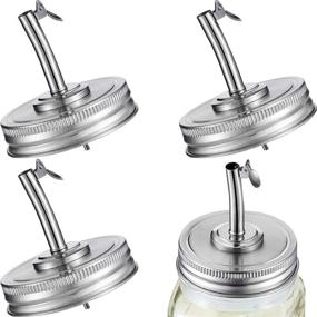 img 4 attached to 🧴 Blulu 4 Pieces Jar Oil Spout Lid: Convenient Oil Pour Spout Dispenser for Mason Jars