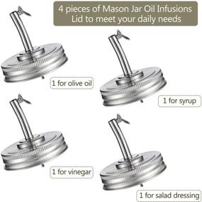 img 3 attached to 🧴 Blulu 4 Pieces Jar Oil Spout Lid: Convenient Oil Pour Spout Dispenser for Mason Jars